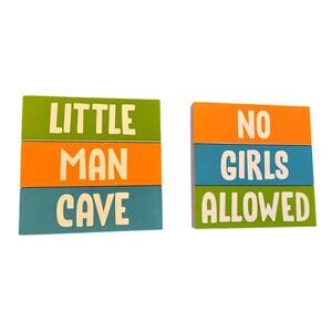 Hanging Decorative Signs Set – Little Man Cave & No Girls Allowed